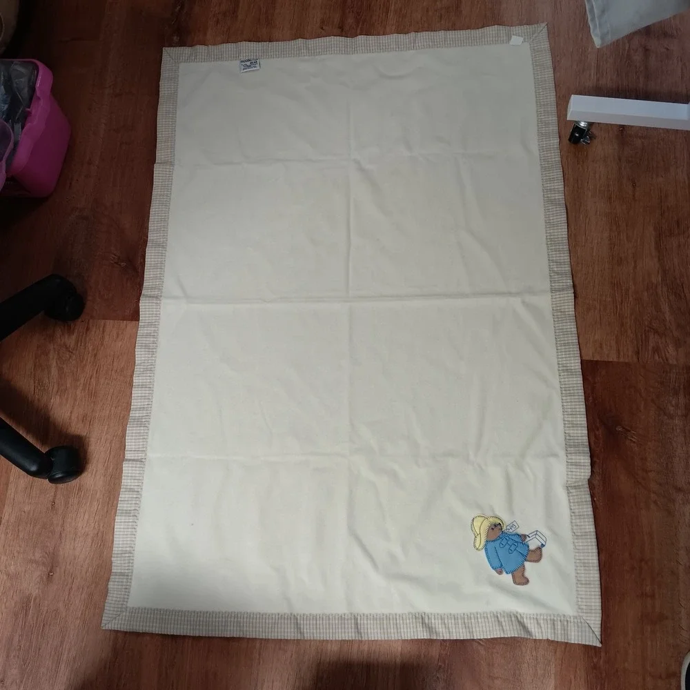 VTG Paddington Bear Quiltex Eden Toys Baby Blanket Made USA Embroidered 80s